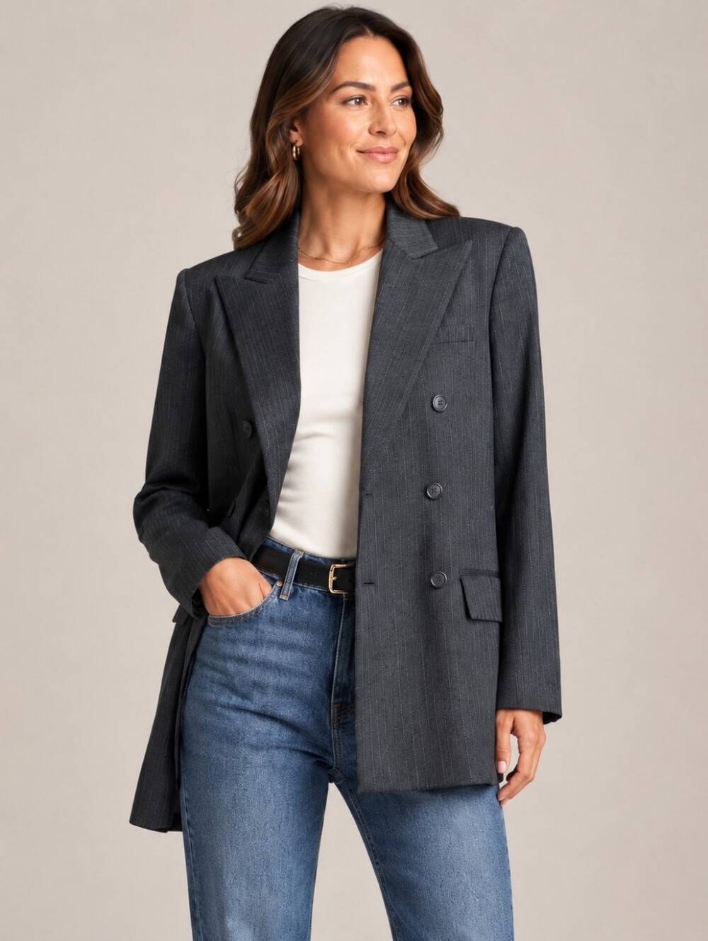 100% Wool Vintage Lauren Ralph Lauren  Pinstripe Double Breasted Blazer Size 9